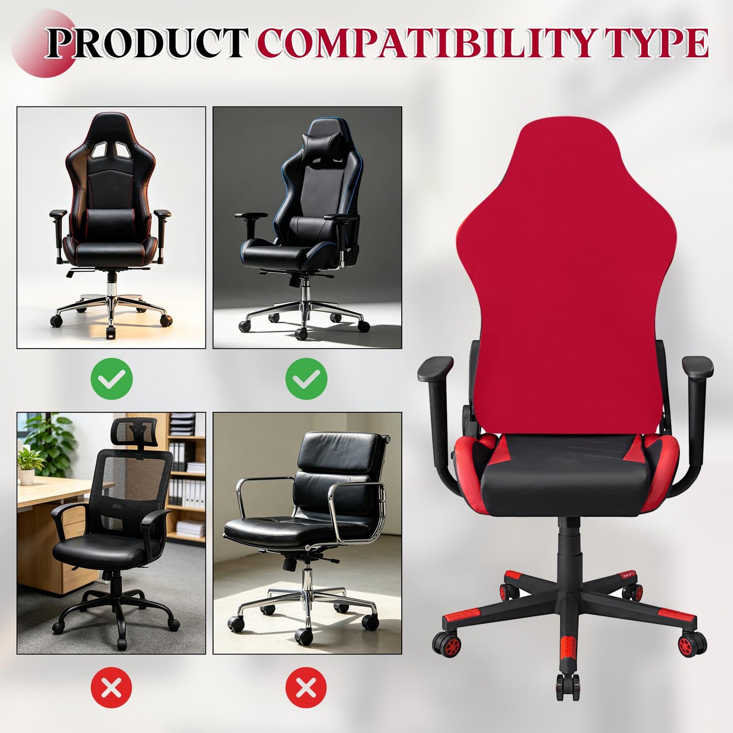 sourcing map Gaming Chair Covers, Stretchable Office Computer Chair Slipcover with Armrest Covers