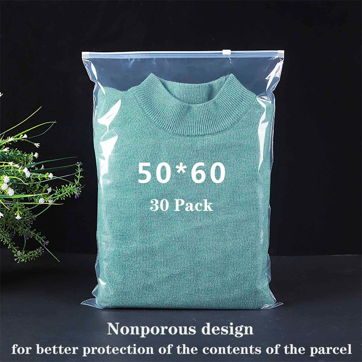 QISF 50 x 60cm Reusable Ziplock Bags for Clothes,30 Pack Large Plastic Hospital Bags,Travel Clothes Storage Bags,Clear Seal Bag Waterproof Luggage