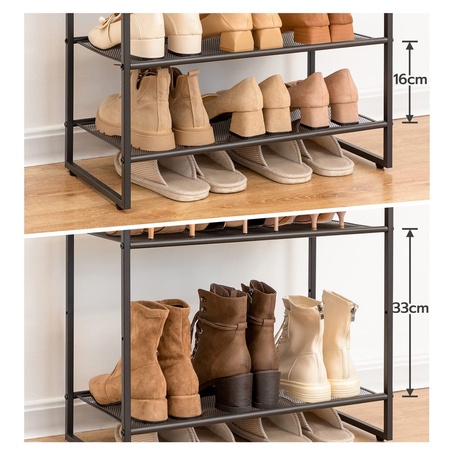 HOOBRO 8-Tier Shoe Rack, Tall Shoe Shelf, Shoe Organizer Rack for 21-28 Pairs of Shoes, Detachable Metal Mesh, Narrow Stand for Hallway, Living Room