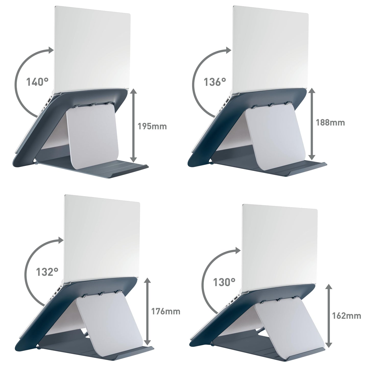 Leitz Adjustable Laptop Stand, Compact Laptop Holder With 4 Height Settings, 80% Recycled Plastic & 100% Recycable, Ergo Cosy Range, Velvet Grey