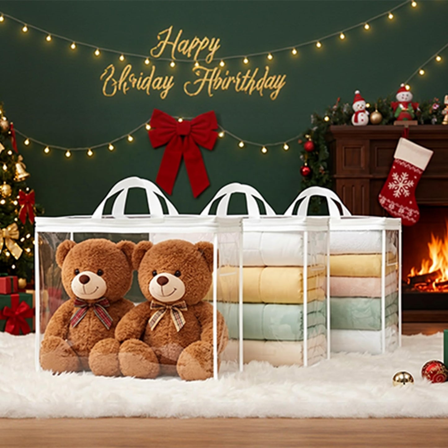 Clothes Storage Bags Foldable Storage Bag, 22L Clear Storage Bags for Clothes, and Blanket Storage Bag for Bedding, CDs, Blankets, Comforters