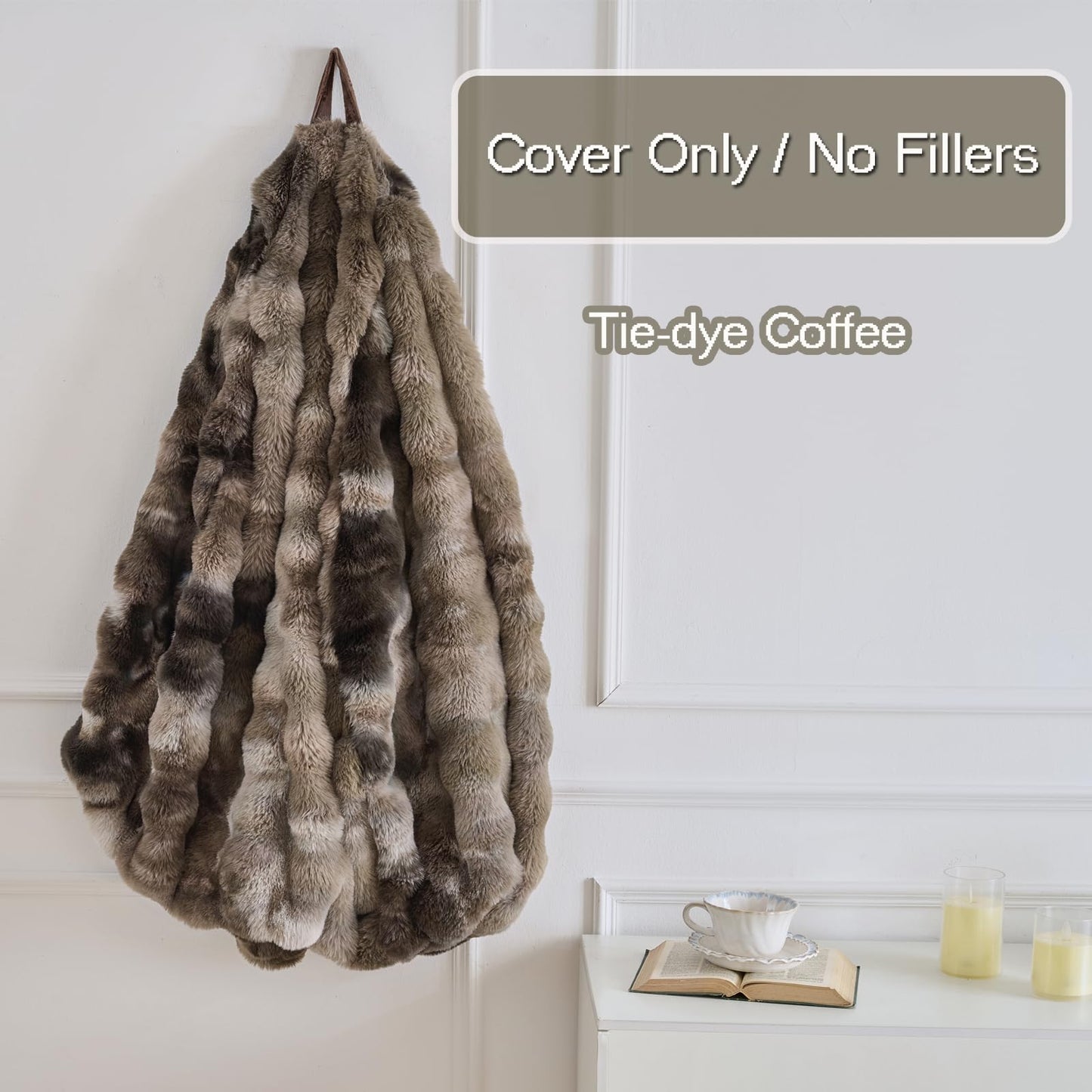 Fluffy Faux Rabbit Fur Bean Bag Chair Cover(No Filler),Cozy Shaggy Bubble Stuffed Animal Storage Large Bean Bag Cover for Bedroom Living Room,Fuzzy