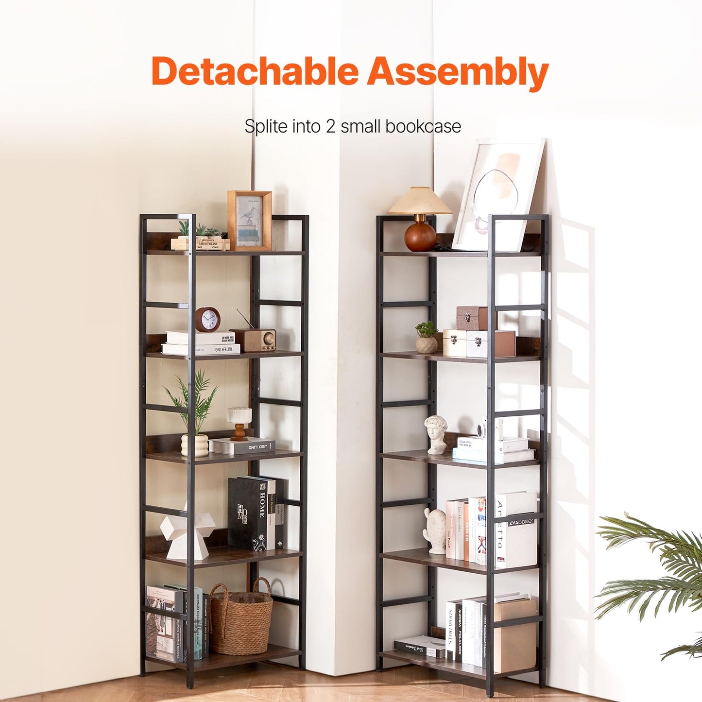 VEVOR Triple Metal Bookshelf, 14-Tier Industrial Bookshelf, Large Rustic Vintage Storage Bookcase with Open Shelves
