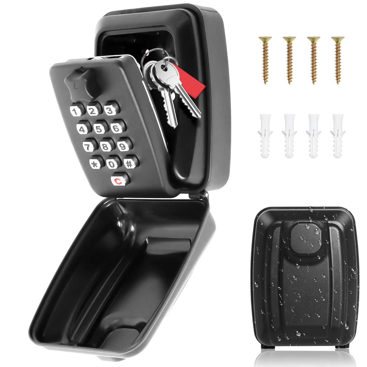 Gekufa Key Safe Outdoor Police Approved and Preferred, Key Lock Box Wall Mounted Outside with Code, 12-Digit Combination Keysafe Lockbox for Home