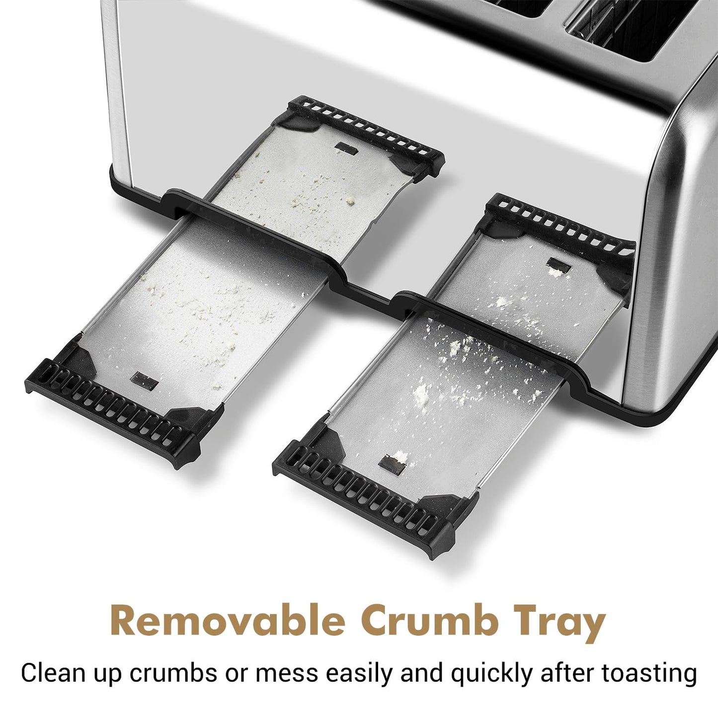Cusimax 4 Slices Toaster, Stainless Steel Toaster with 4 Extra-Wide Bread Slots and 6 Variable Browning Shade Controls, Featuring with