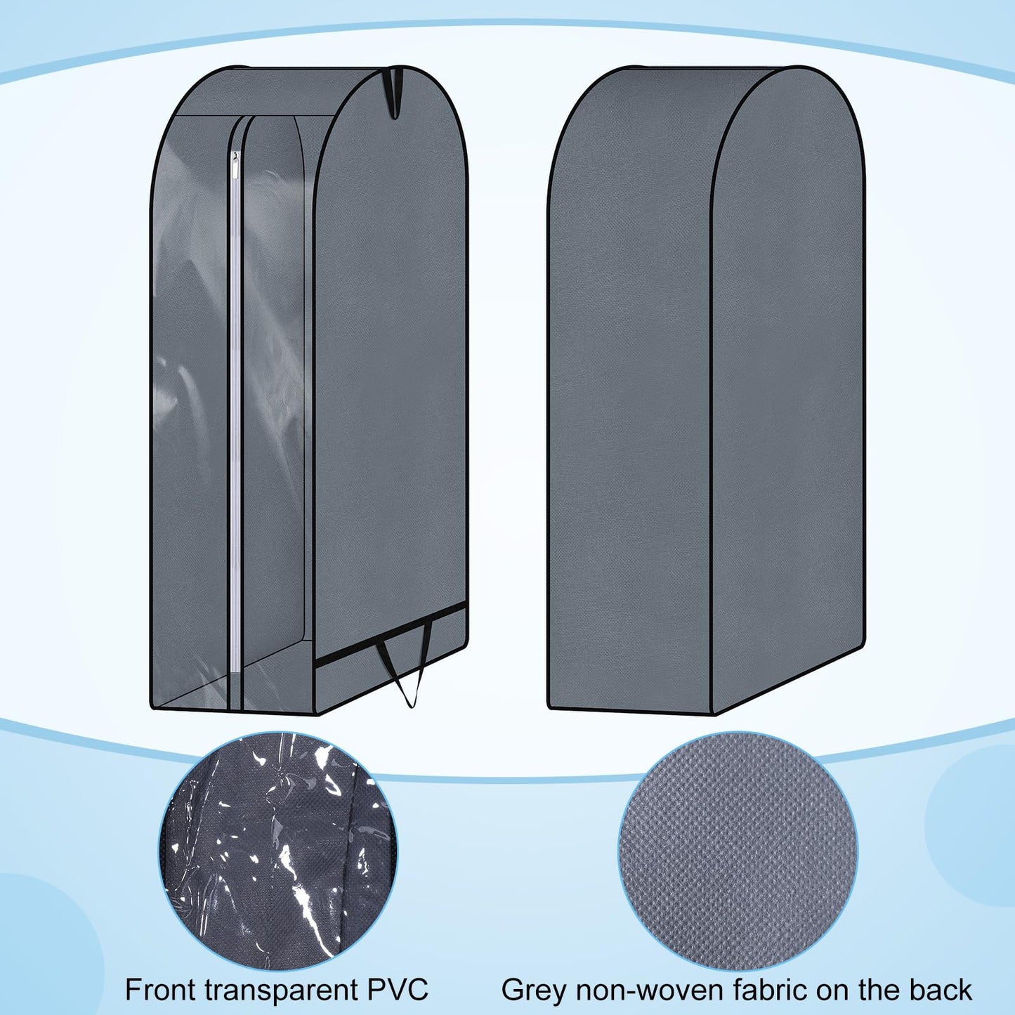 Hejo Garment Bags with Large Capacity, 2 Pcs 110 x 60 x 25cm Dust-proof Clothes Covers, Clothes Protector Bags with Zip and Handle for Suit, Coat