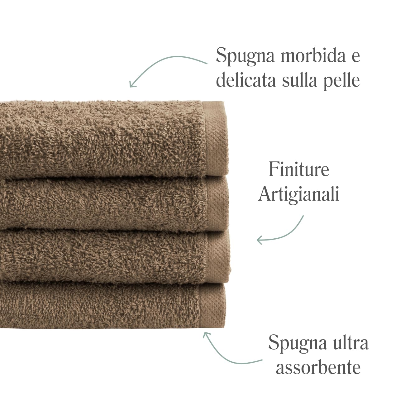 NELLA BIAGINI Minerva Bath Towels 30 x 30 cm, Set of 4, 100% Pure Terry Cotton, 420 g/m², Soft, Absorbent, Practical, Durable, Solid Colour