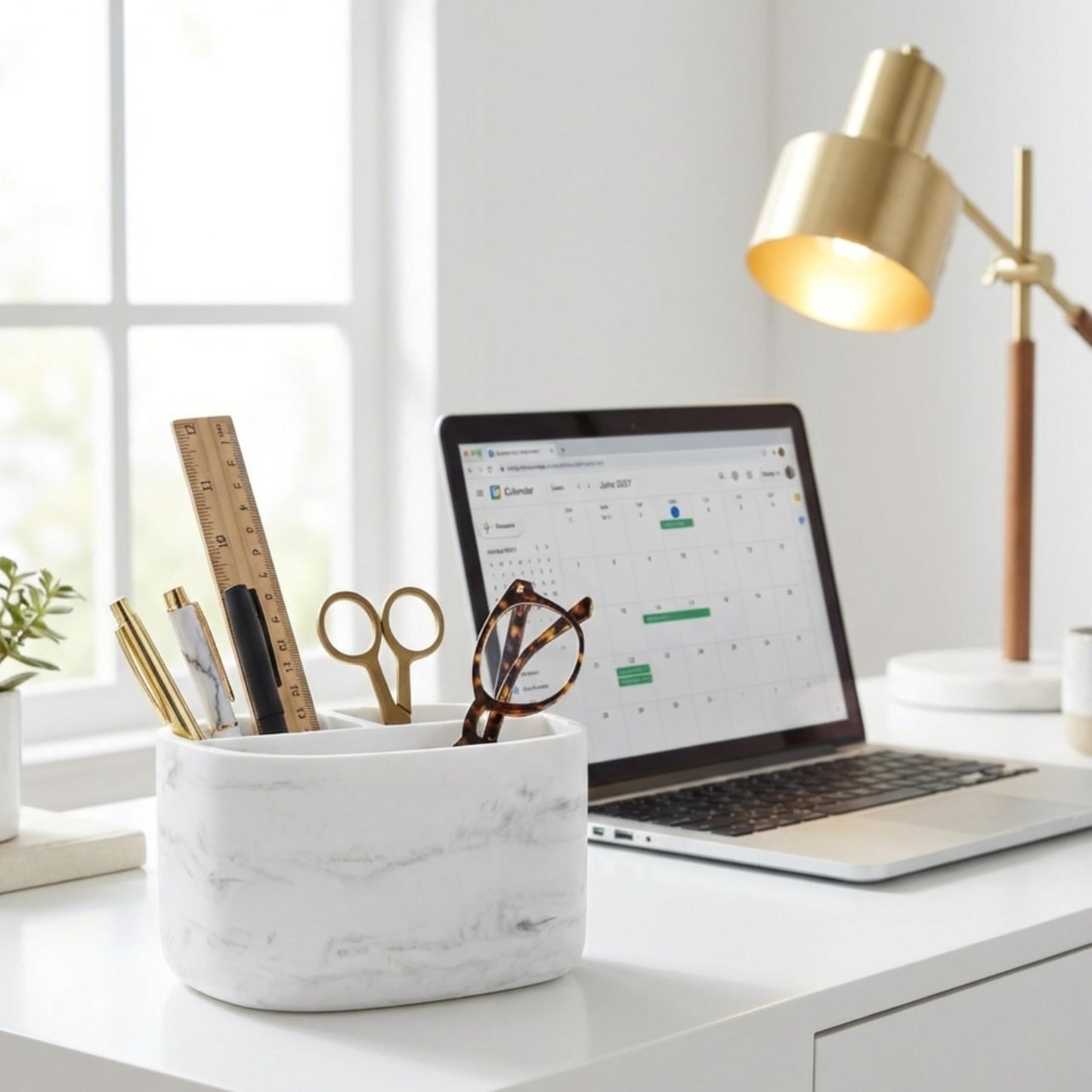 Electric Toothbrush Holder 3 Compartments, White Marble Effect