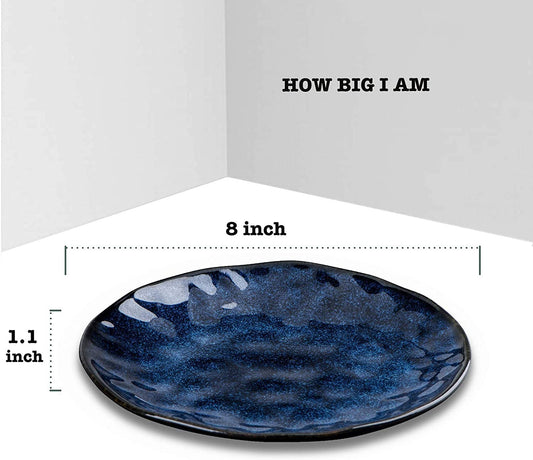 vicrays Porcelian Round Dessert Plate, 20.3 cm, Microwave, Oven, Dishwasher Safe, Scratch Resistant, Porcelain Fluted Suitable for Salad, Fruit,