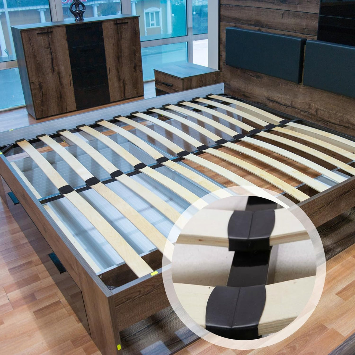 12 PCS Plastic Bed Slat Holders, Bed Slat Caps, Reusable Plastic Beds Slat Holders, Easy to Install for Single, Double and King Size BedsBlack