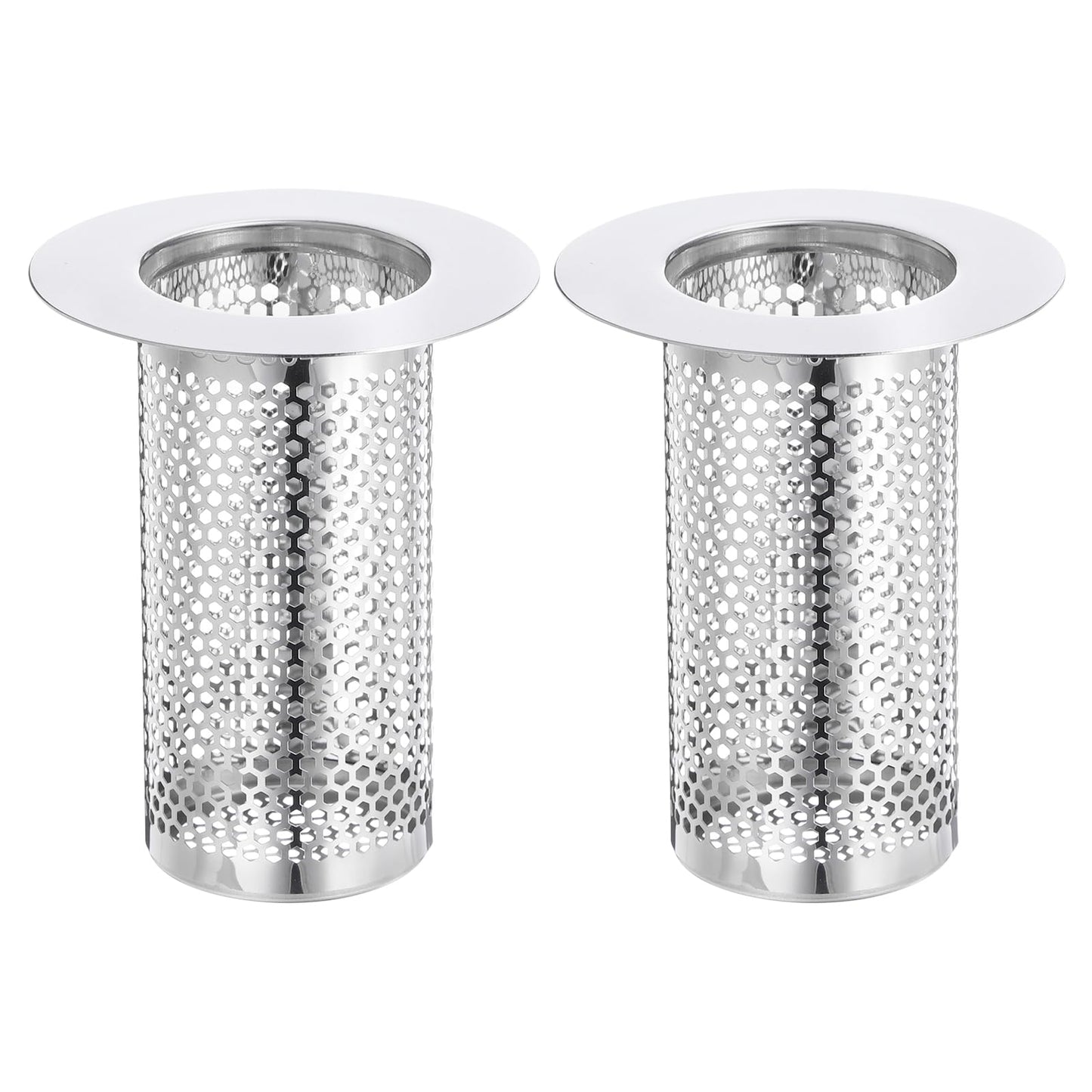 sourcing map 3 Pack Shower Drain Strainer, 3.1" x 2" Stainless Steel Floor Drain Strainer Deep Sink Hair Catcher for Kitchen Bathroom Balcony Floor