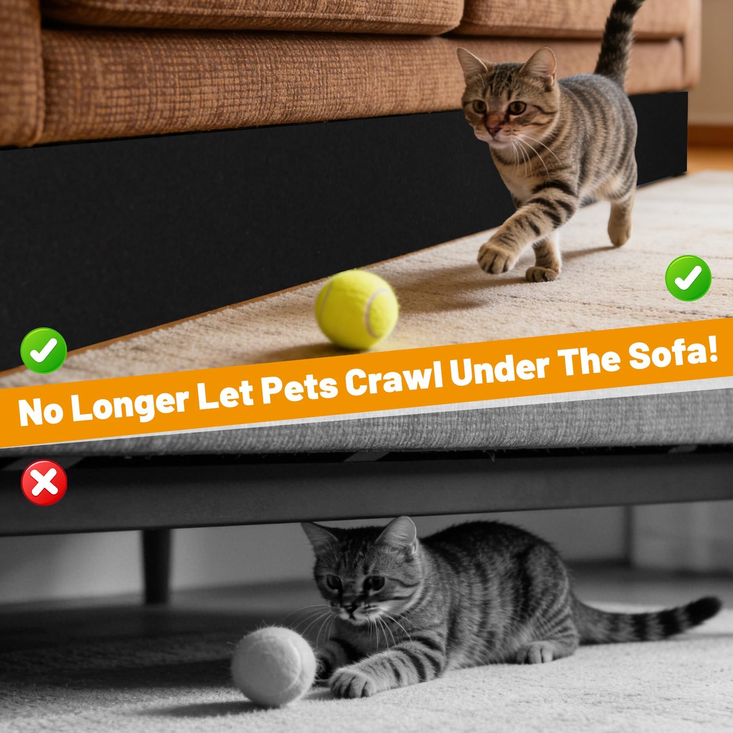 GAESHOW 6M Toy Blockers for Under Sofa, Under Bed Blocker for Pets, Adjustable Gap Bumper Under Sofa Bed Blocker