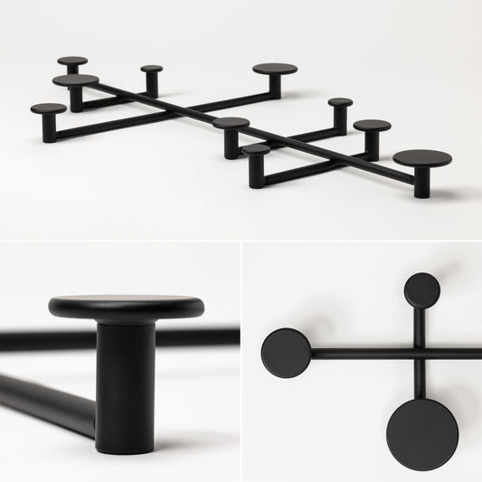 Kazai. 'Sval' Wall Wardrobe | Minimalist Coat Hook Design from Berlin | Modern Metal Wall-Mounted Coat Rack/Hooks | Black