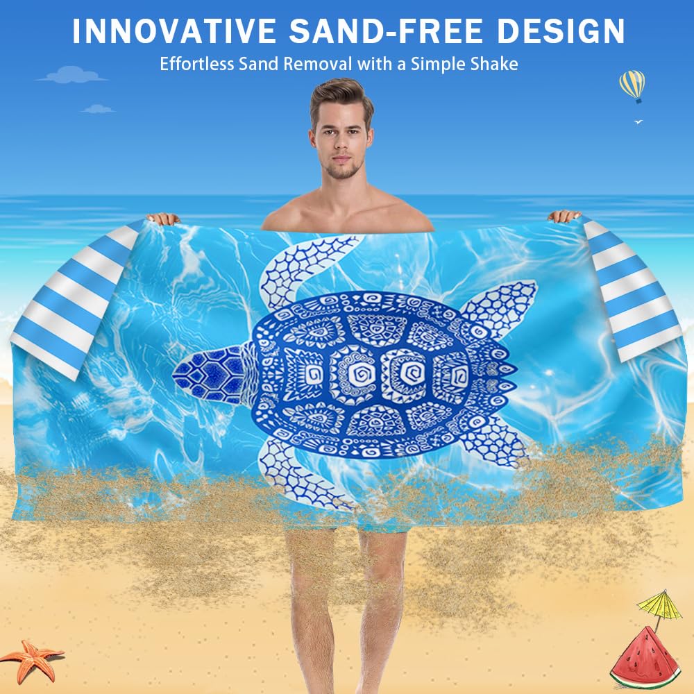 COYBTO Beach Towels for Adults, Large 180x90CM Dock and Bay Beach Towel, Double Sided, Sandproof, Lightweight
