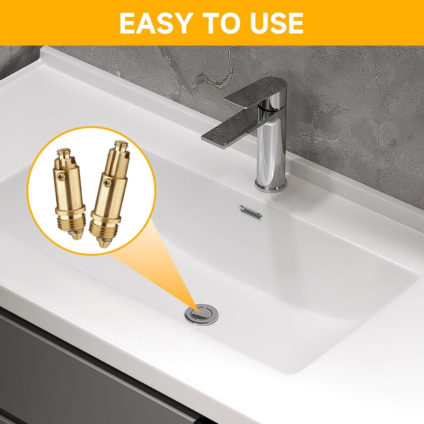 2PCS Basin Pop Up Click Clack, Pop Up Sink Plug Replacement Basin Plug Internal Spring Brass Plug Bolt Click Clack Plug Replacement for Most Sink