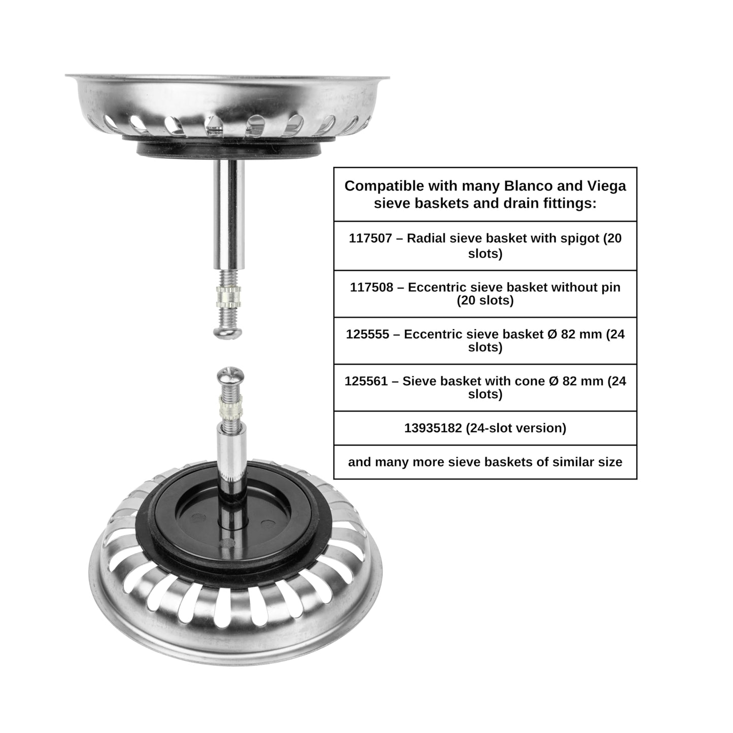 Replacement Strainer Basket Seal Set, 1 Set, Compatible with Blanco and VIEGA 306 403, 97100-93C