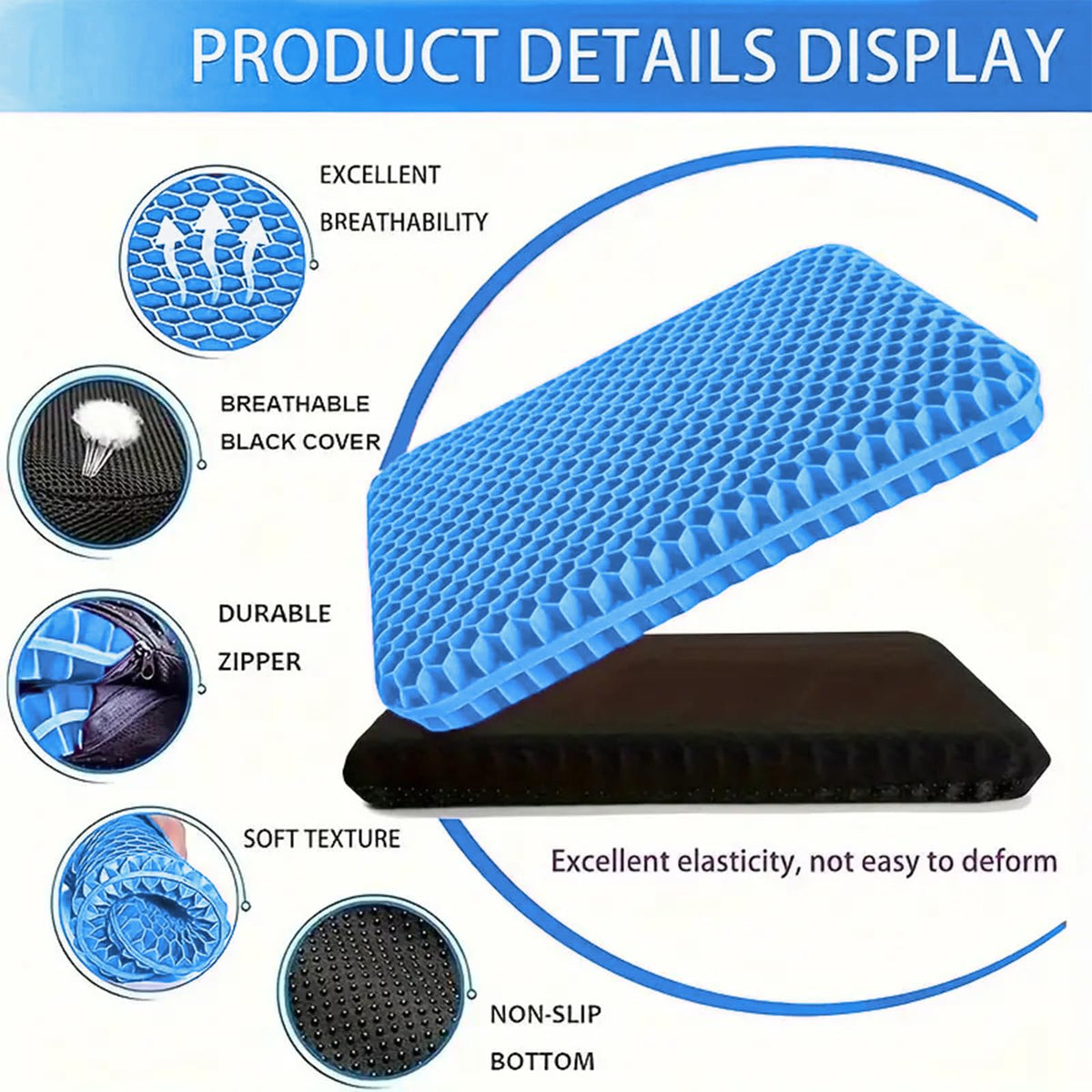Braozaiw Soft Sitter Cushion,Honeycomb Double Thick Gel Seat cushion with Anti-Slip Cushion Cover,Cooling Chair Cushion Egg Chair Cushion For Home