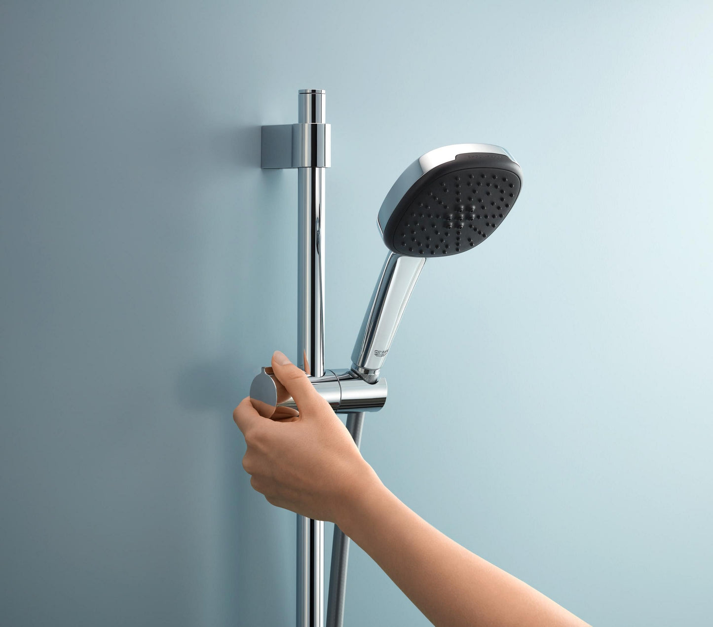 GROHE Vitalio Universal QuickFix - Shower Rail, 60 cm (with Wall Holders, Glide Element and Swivel Holder, Holding Force Maximum 20 kg)