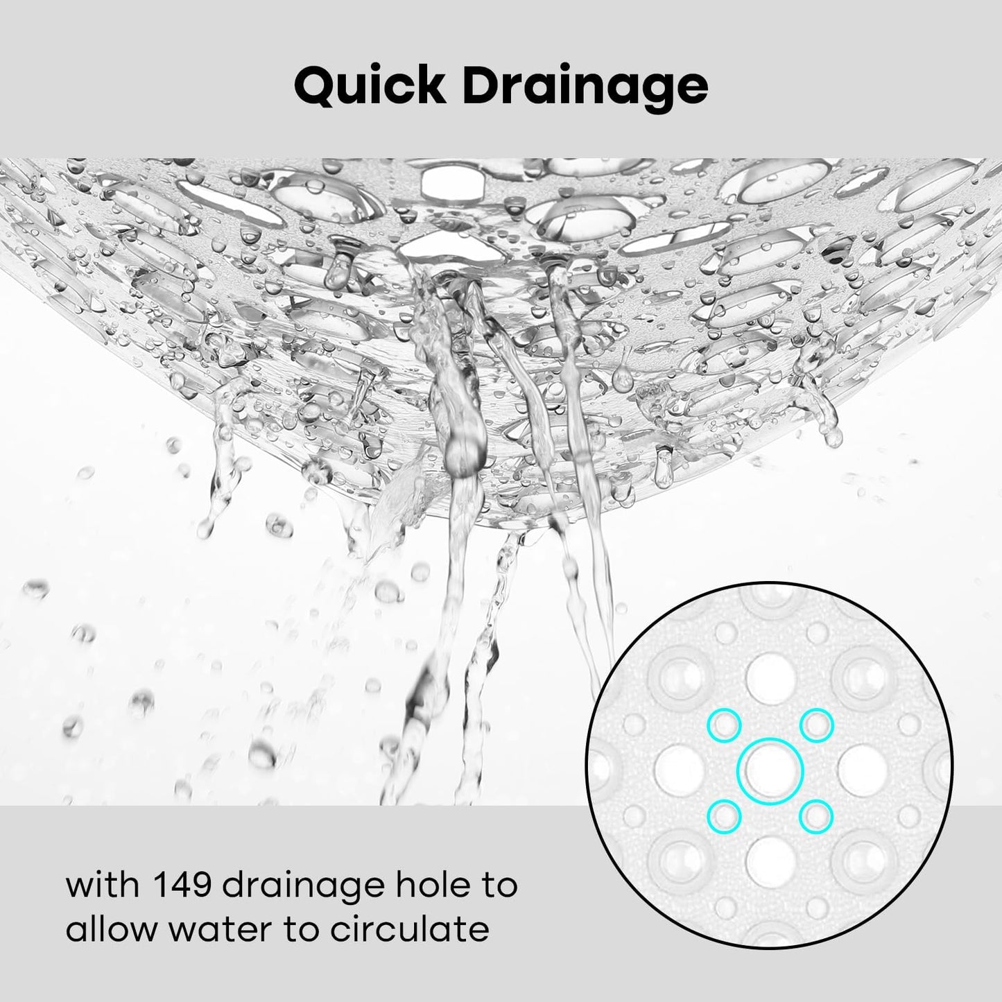 XIYUNTE Shower Mat Non Slip Anti Mould - 53 x 53cm Square Bath Mat Non Slip Shower Mats for Inside Shower