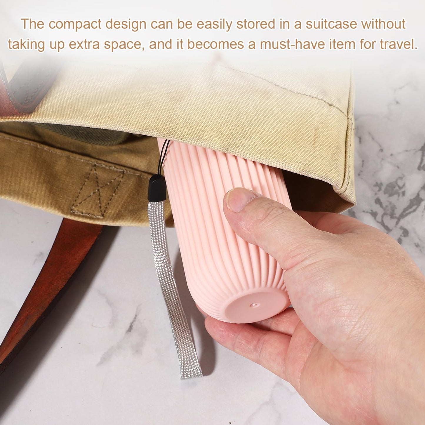 sourcing map 1Pcs Travel Toothbrush Case, 7.48 x 2.36" Portable Travel Toothbrush Holder with Stripe, Plastic Toothpaste Container for Bathroom, Gym