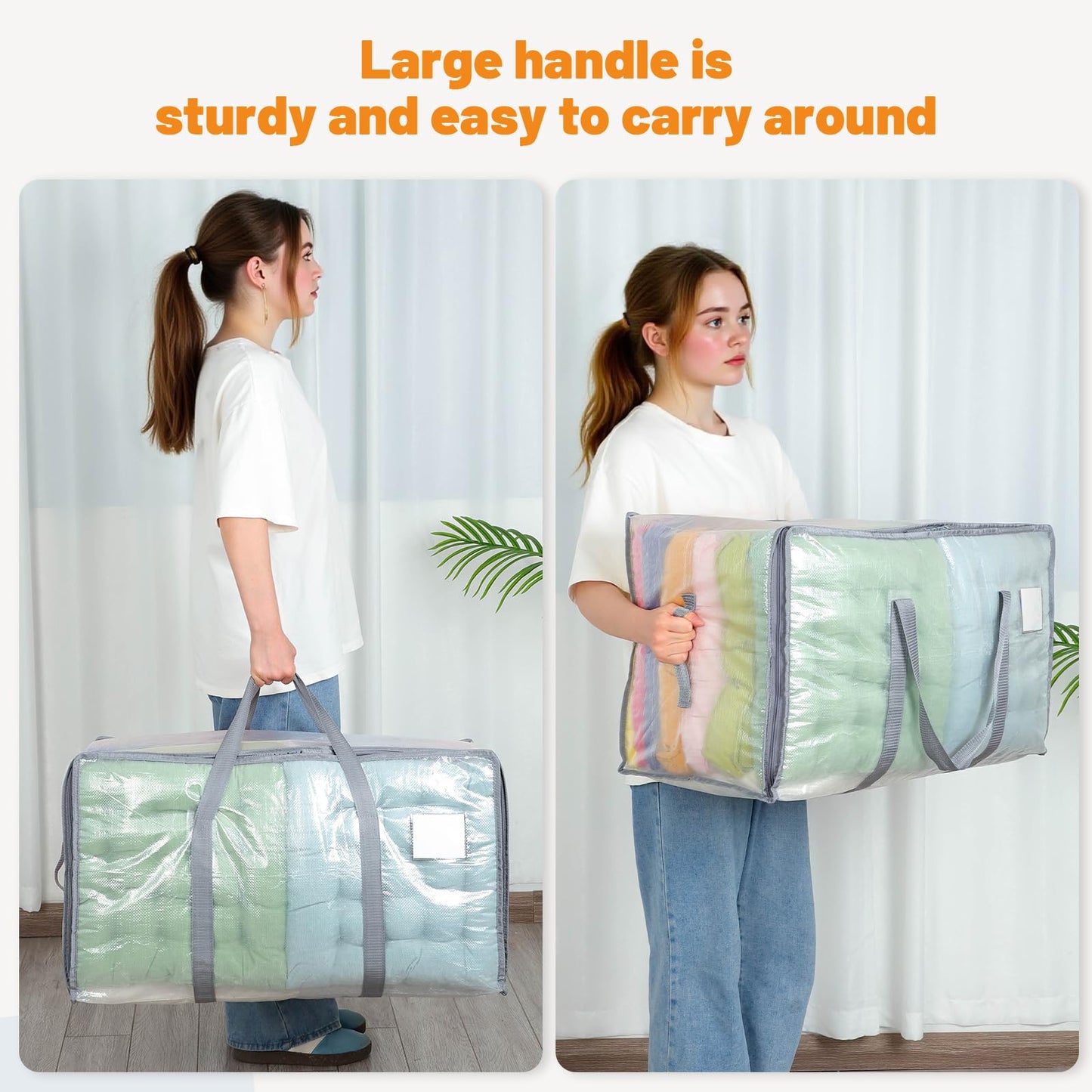 Dntorx 6 Pack 105L Moving Bags Clothes Storage Bags Drom Packing Box, Grey