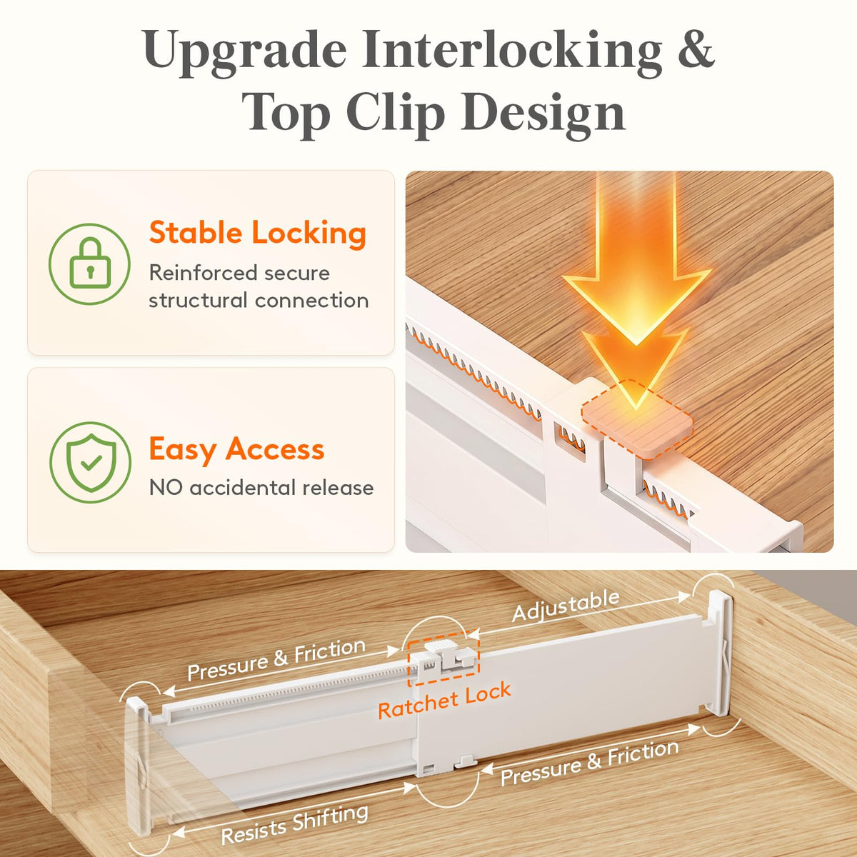 Lifewit 12 Pack 4" High Drawer Dividers 27-42cm/10.5-16.5" Adjustable Drawer Dividers for Clothes, Expandable Kitchen Drawer Dividers Organisers