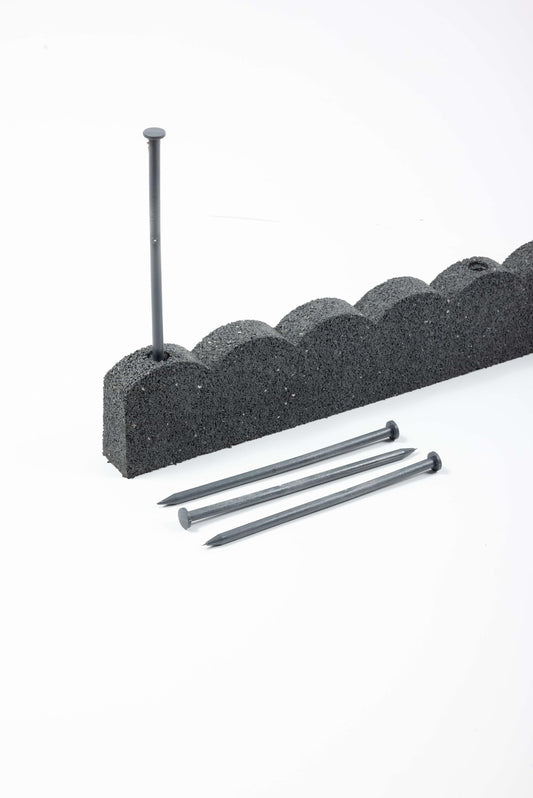 Flexi Curve Scalloped Garden Edging Rubber Landscape Scallop Lawn Border Edging Section 120cm (4ft), Grey, Pack of 4