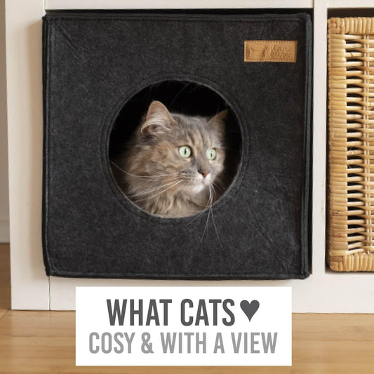 KaraLuna Felt Cat Cave for Shelf e.g. IKEA Kallax or Expedit I Cuddly Cave Shelf I Cat Cave for 2 Cats or Large Cats I Cat Sleeping Place Cat Basket