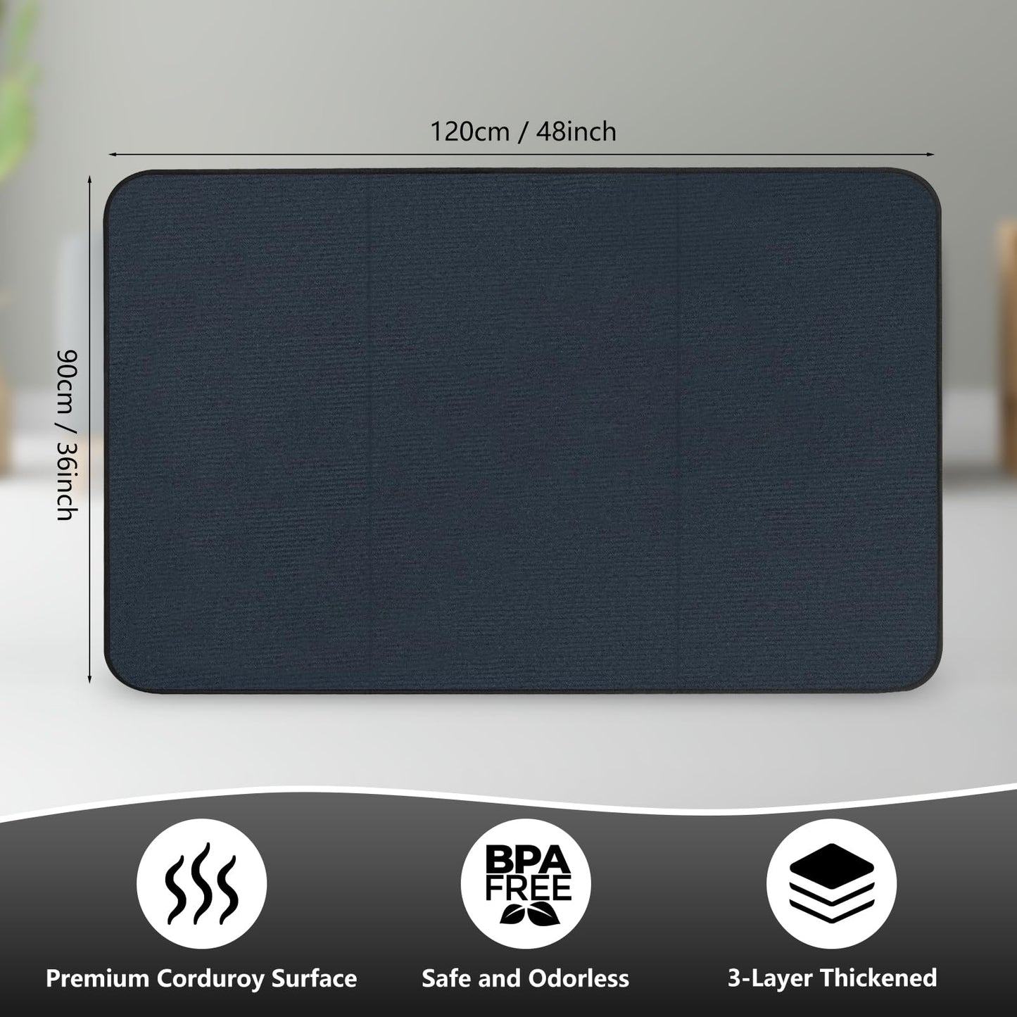 K KERNOWO Office Chair Mat for Carpet and Hardwood Floors, 47x35'' Corduroy Carpet Protector Chair Mat for Home & Office