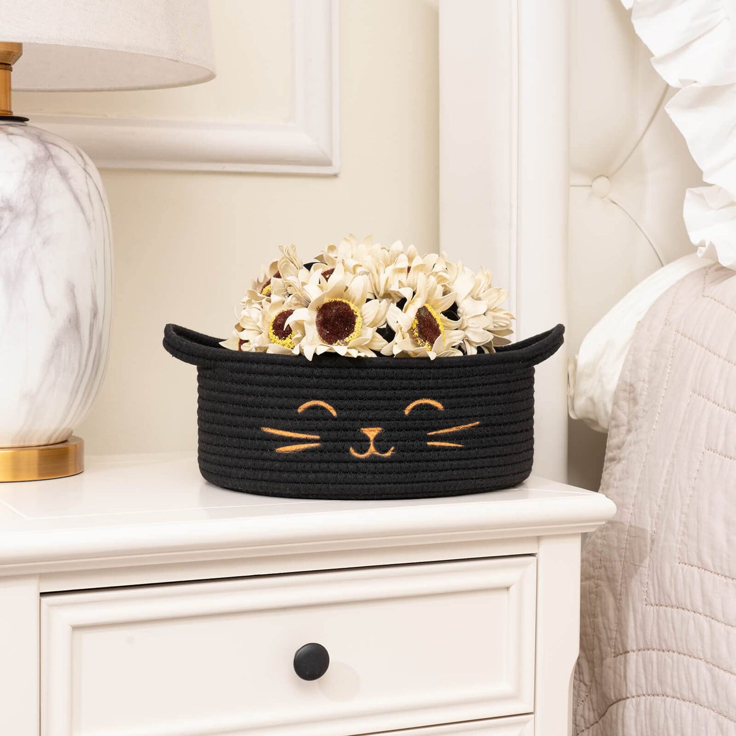 TIMEYARD Small Storage Basket Pet Basket for Cats and Dogs Black