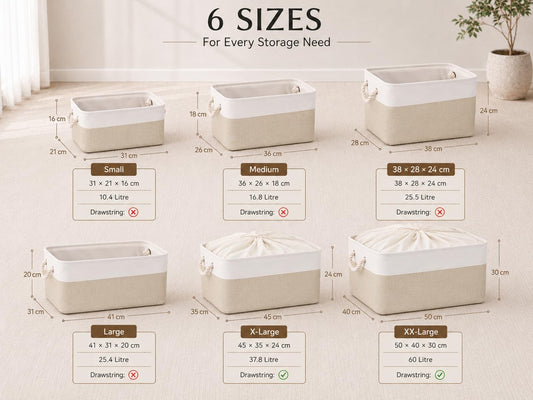 Mangata Fabric Storage Box set of 3, Foldable Fabric Storage Baskets with Handles for Cupboards, Wardrobe, Shelves, Clothes, Toys, Towel