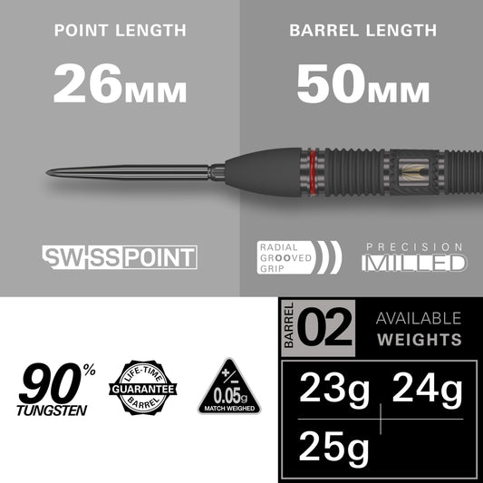 TARGET Darts Scope Steel Tip Swiss Point Darts, 90% Tungsten Dart Set, Barrel 02-24G | Steel Tip Dart Sets, Red & Black Darts, Professional Dart Set