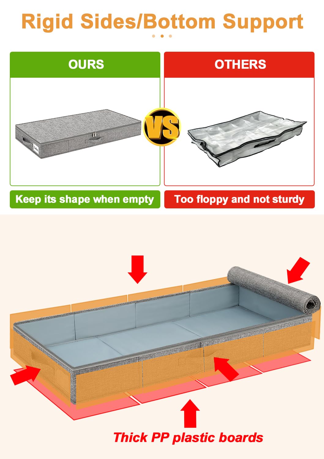 mepure 10cm High Under Bed Storage Low Profile, 85×40×10cm, 2-Pack