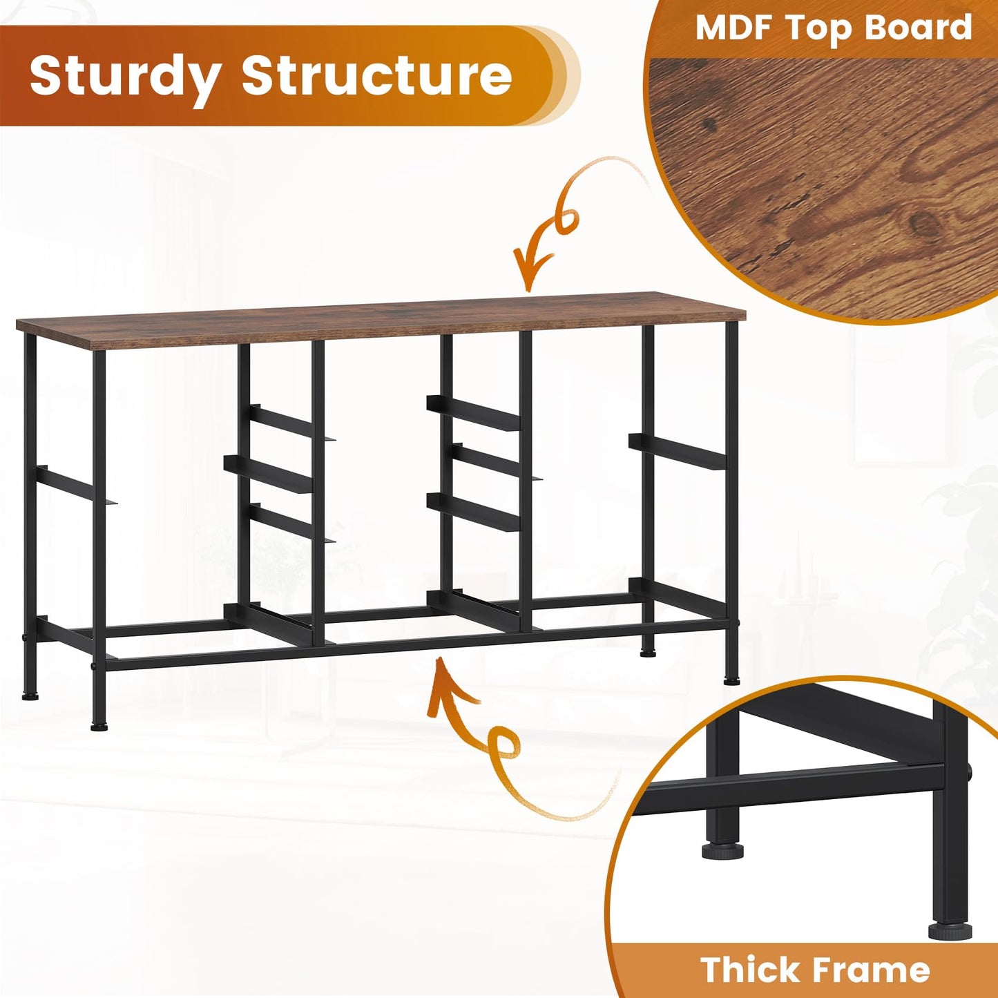 Feonase Chest of Drawers,Bedroom Dresser with 7 Fabric Drawers, Metal Frame & MDF Wood Top, Adjustable Feet, Storage Organizer Unit for Bedroom