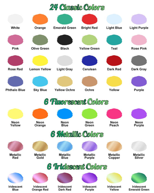 X ARTY HUB Airbrush Paint - 42 Colors with 120 ml Thinner, Iridescent, Neon and Metallic Air Brush Paints Acrylic Ready to Spray, Water-Based Airbrush