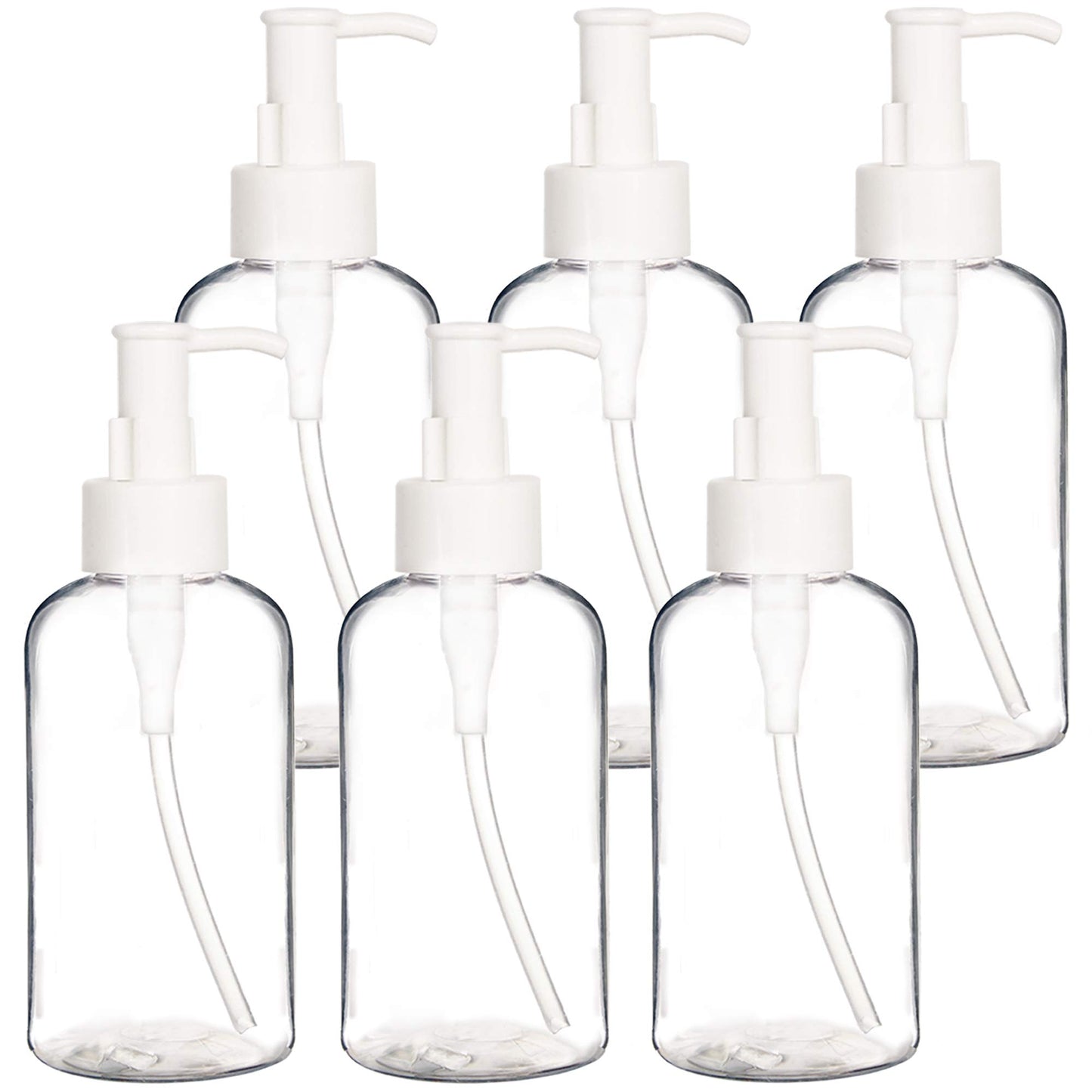 Youngever 6 Pack Re-usable 250ml Plastic Pump Bottles, Refillable Plastic Pump Bottles with Travel Lock (Clear)