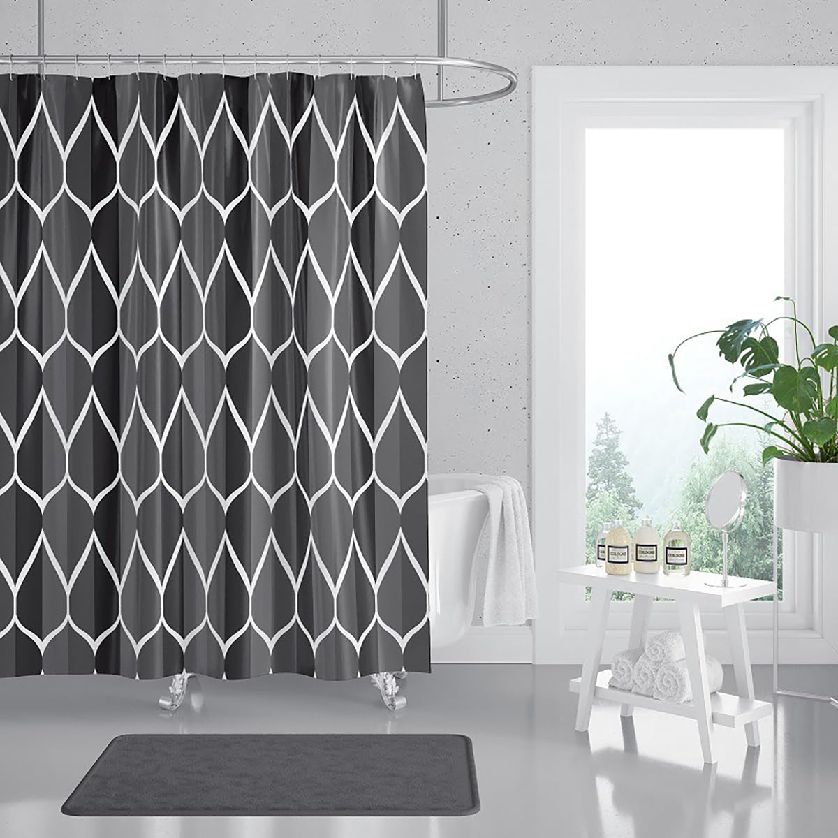 Tennove Shower Curtain 220x200cm Mildew Resistant Waterproof Thick Heavy Duty Polyester Bathroom Shower Curtain Liner Long Washable Decorative Bath