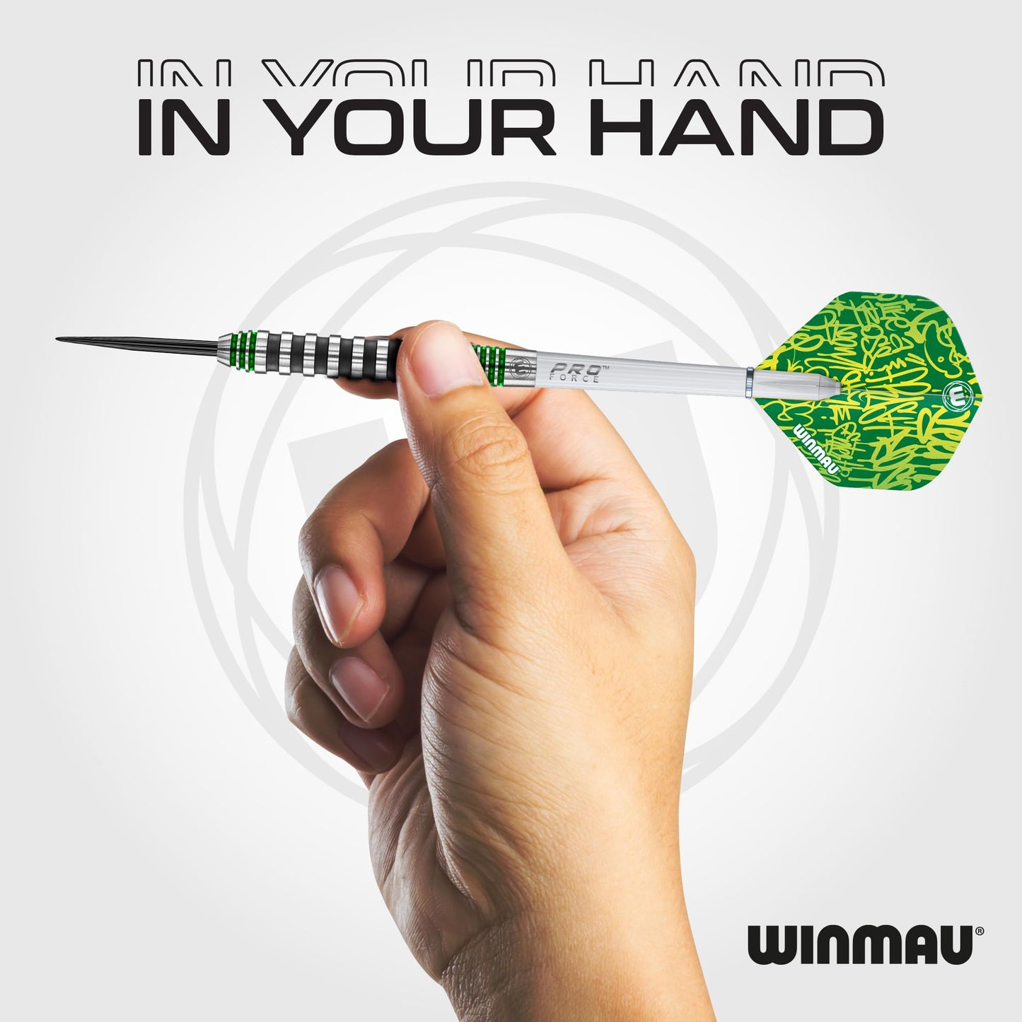 WINMAU Advance 500 Series Tungsten Green 24 Gram Steeltip Darts Set with Flights and Shafts (Stems)