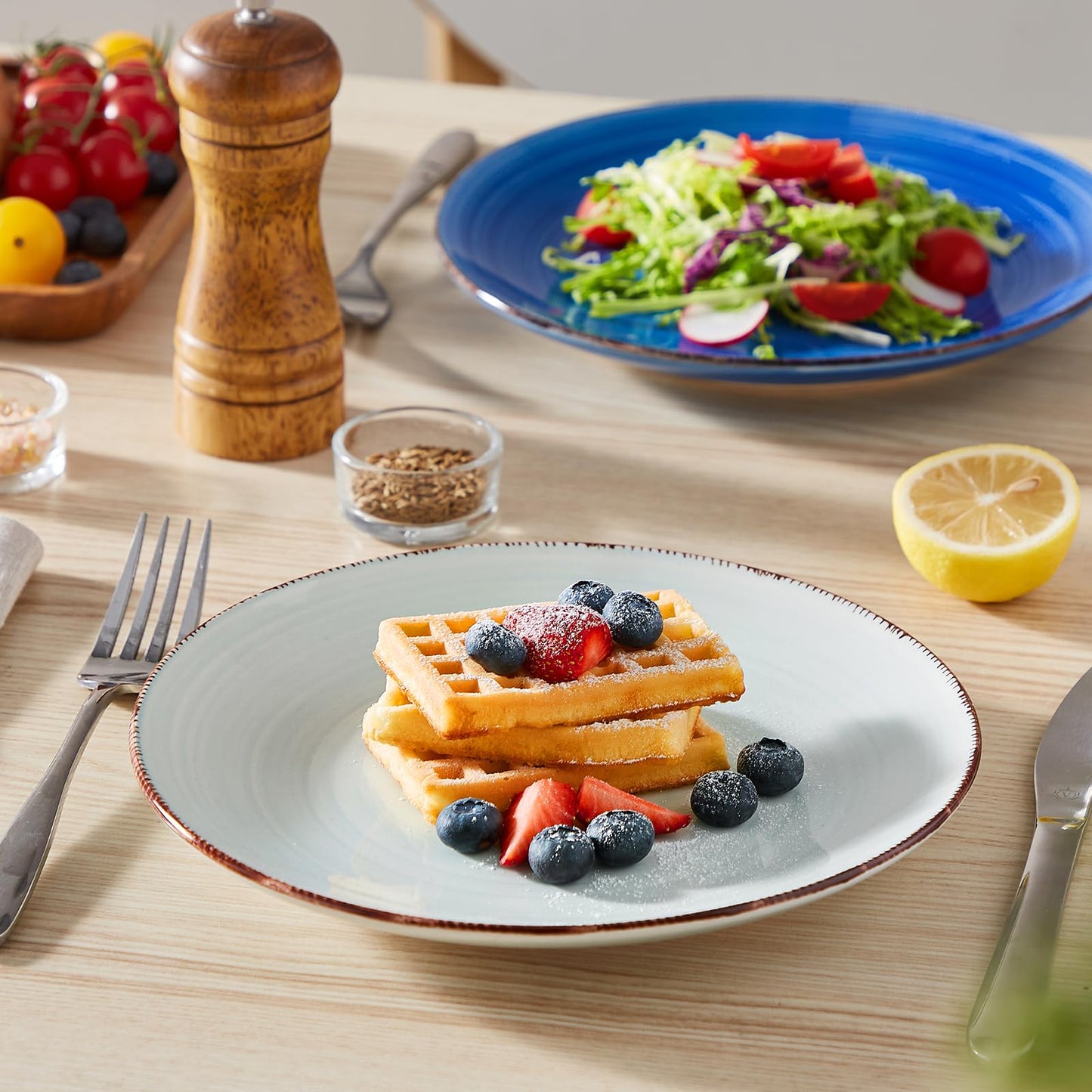 vancasso Bonita Salad Plates, 8.5 inch Small Dinner Plates Set, Ceramic Dessert Plate Serving Dishes Set of 6, Microwave, Oven and Dishwasher Safe,