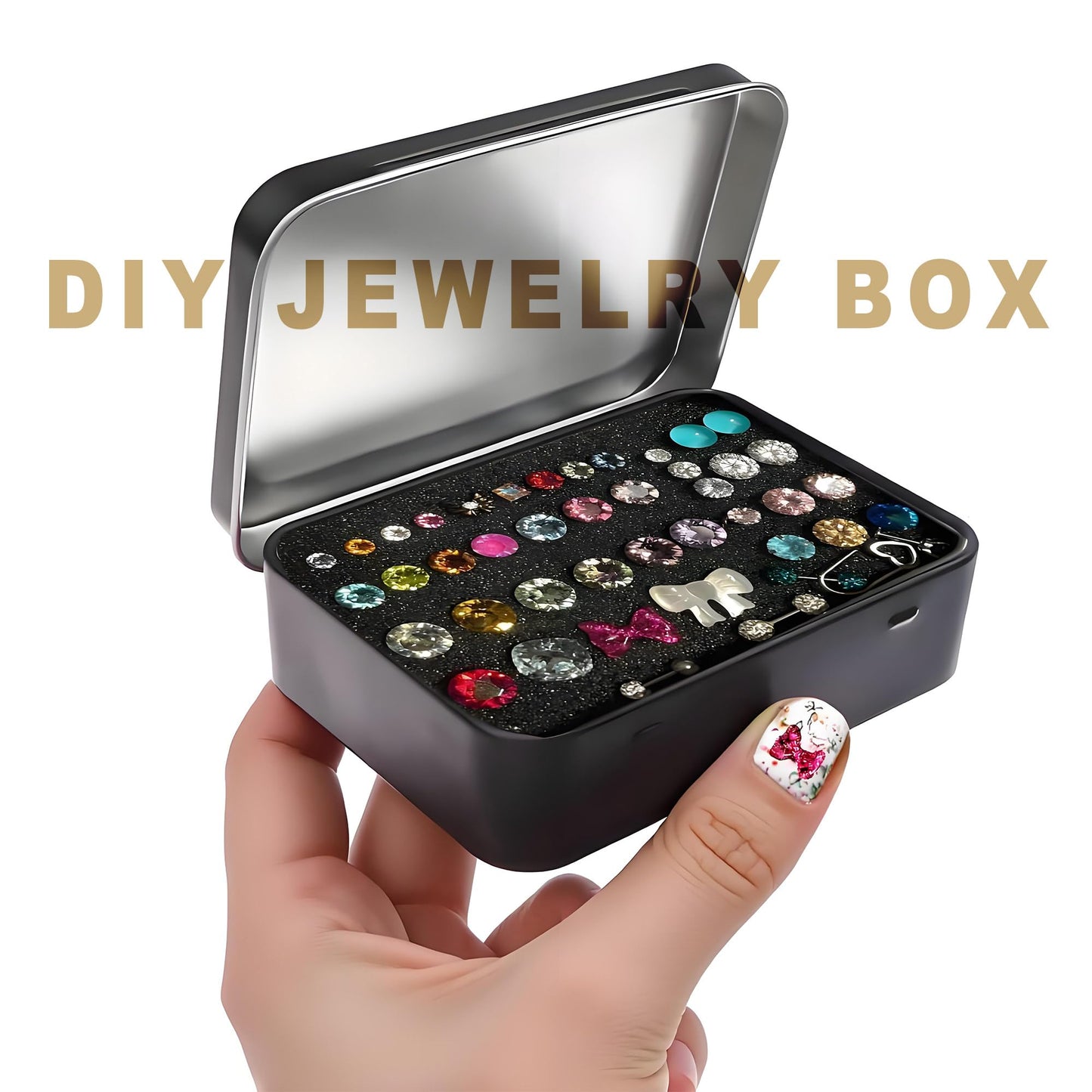 Forever bene 20 Small Metal Tins with Hinged Lids, 20 Pieces, Black, each piece measures 9,5 × 6 × 2,2 cm