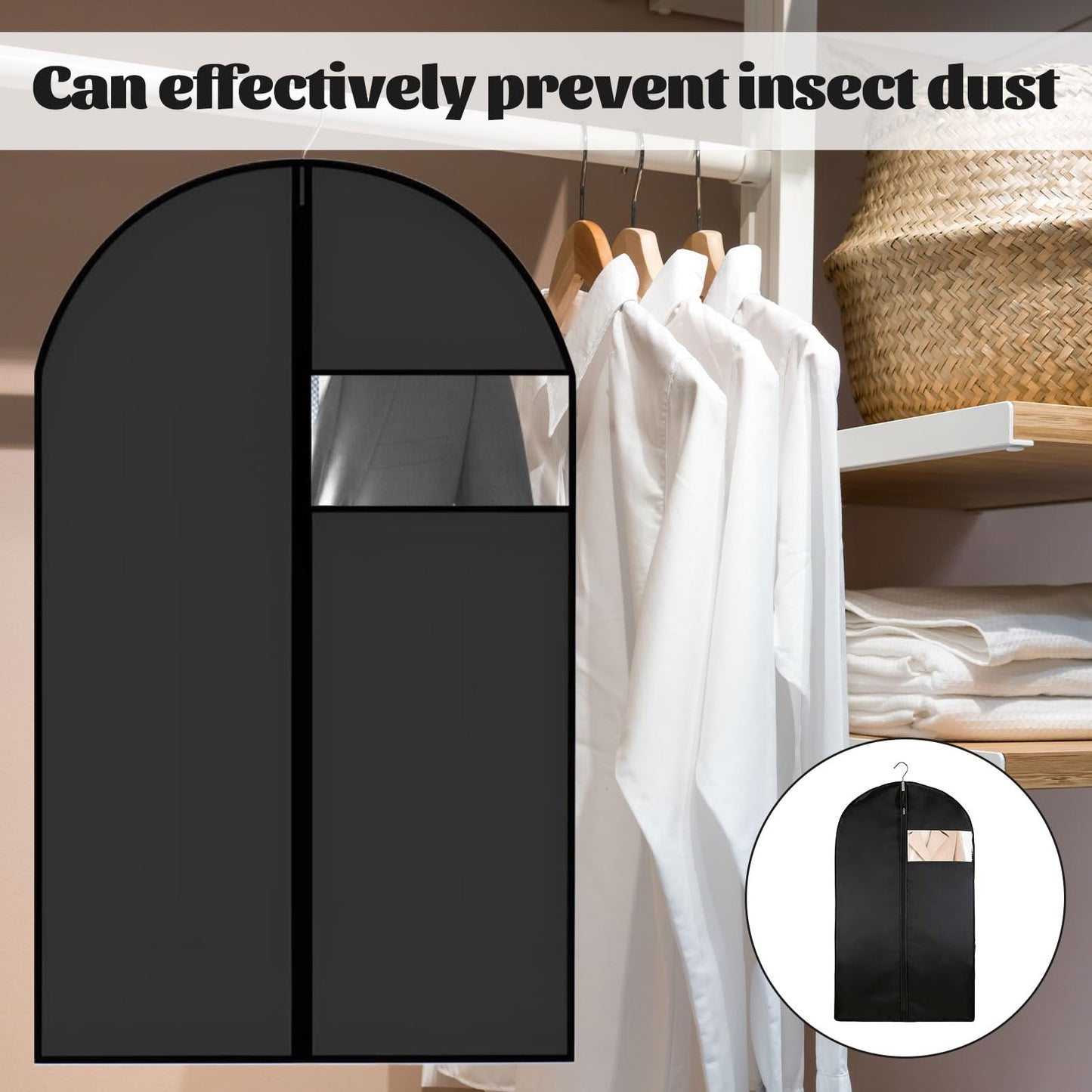 2 Pack Suit Covers for Men with Zipper,Suit Bags for Men,60 * 100 cm Foldable and Dustproof Suits Carriers for Man,Easy to Store,Reusable Clothes