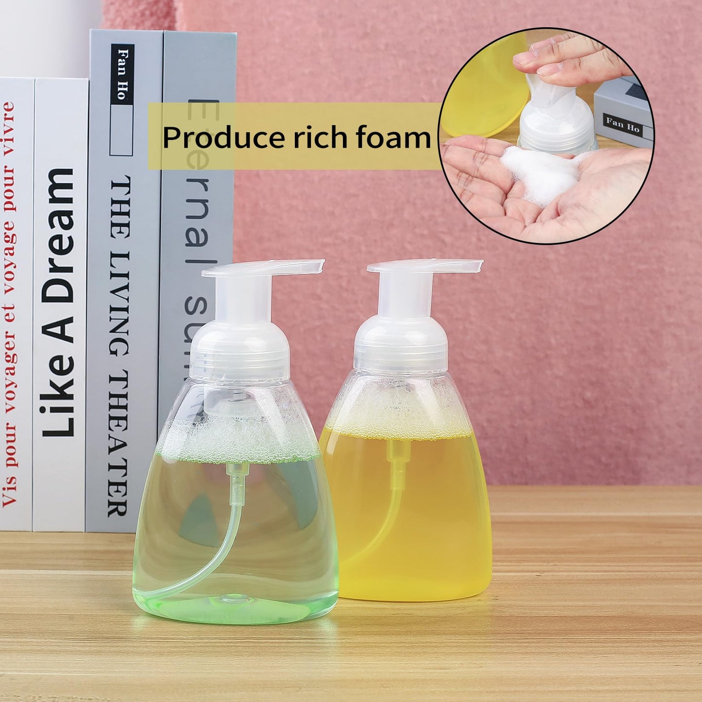 qxayxa 4-Pack 350 mL Foaming Soap Dispensers, Refillable Plastic Pumps
