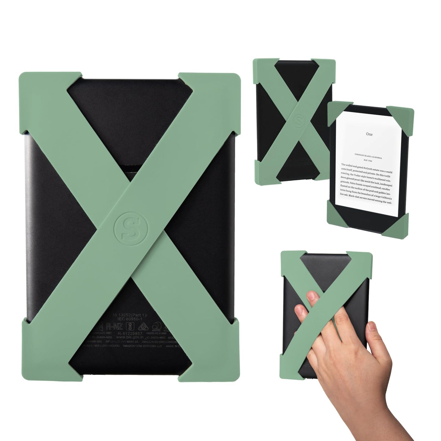 Strapsicle Hand Strap for Kindles & Kobos ? Fits Kindle Basic Gen 11 & 12, Kobo Nia ? 2 Pack Lightweight Grip ? Small ? Sage
