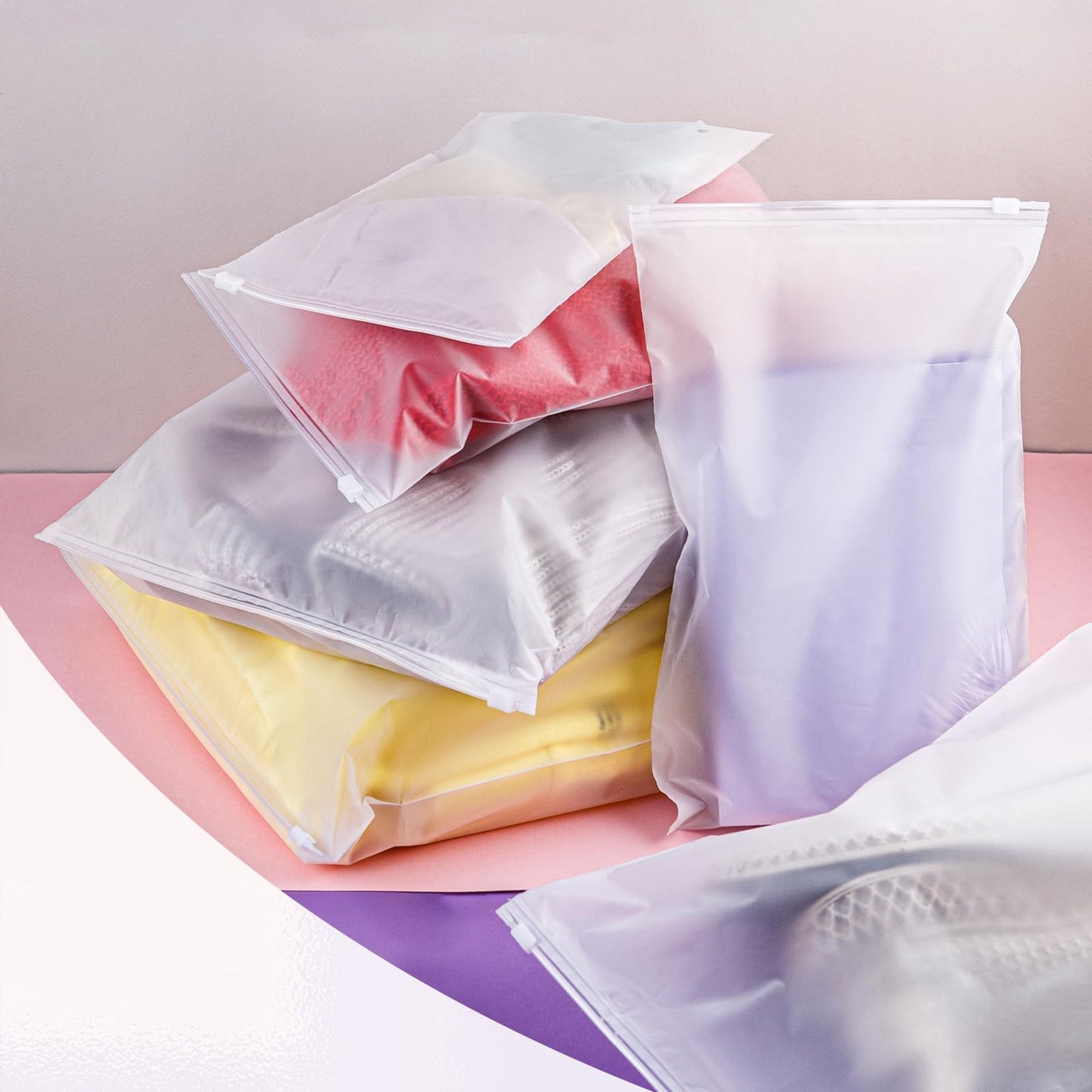 Reusable Zip Lock Bags, 24pcs 40x60cm Plastic Travel Storage Organiser No Holes Hospital Pouches Frosted Waterproof Ziplock Bags for Clothes, Shoes