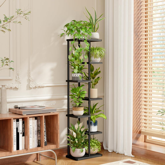 Bamworld 7 Tier Plant Stands Indoor, Corner Shelf Tall Plant Stand for Multiple Indoor Plants, Metal Tiered Display Stand for Living Room Balcony