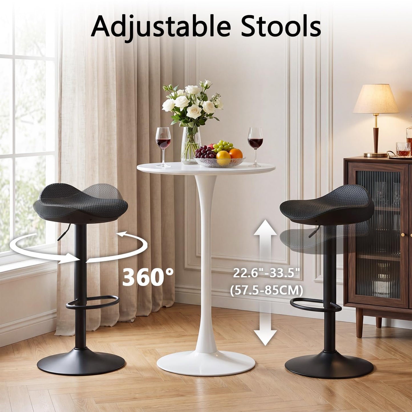YOUNUOKE Black Bar Stools Set of 2 Backless Breakfast Barstools