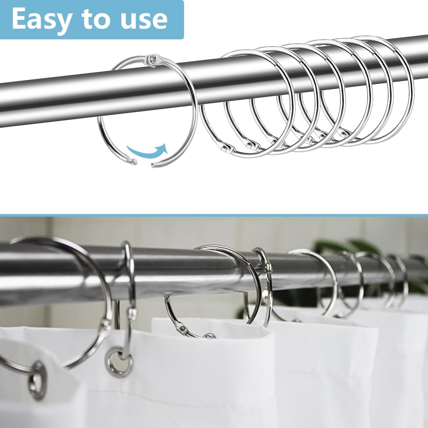 40 Pieces Large Shower Curtain Rings, Metal Curtain Ring