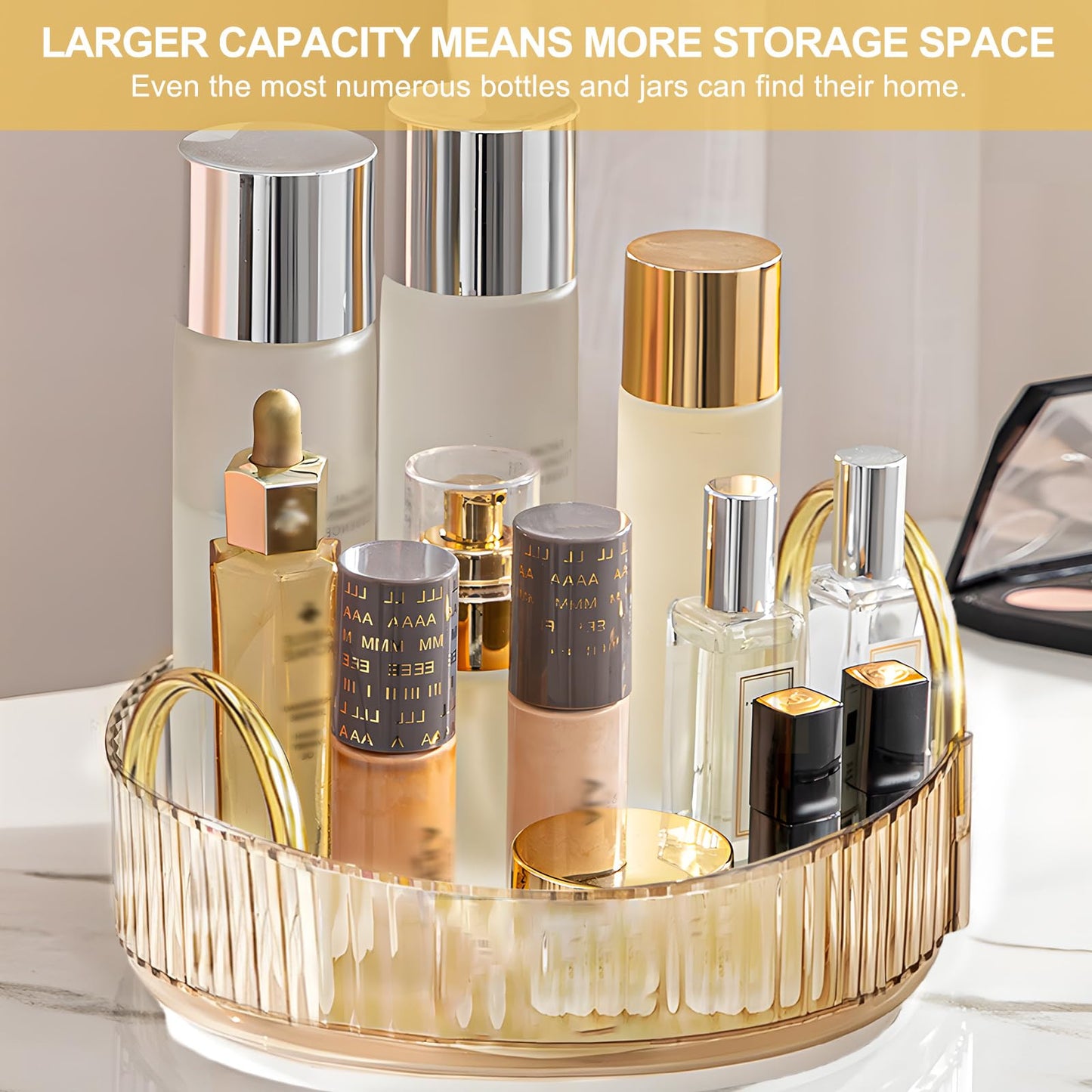360 Rotating Makeup Organizer, Bathroom Cosmetic Holder Rack Large Capacity Cosmetic Organisers for Lipsticks, Nail Care, Skincare, Perfume