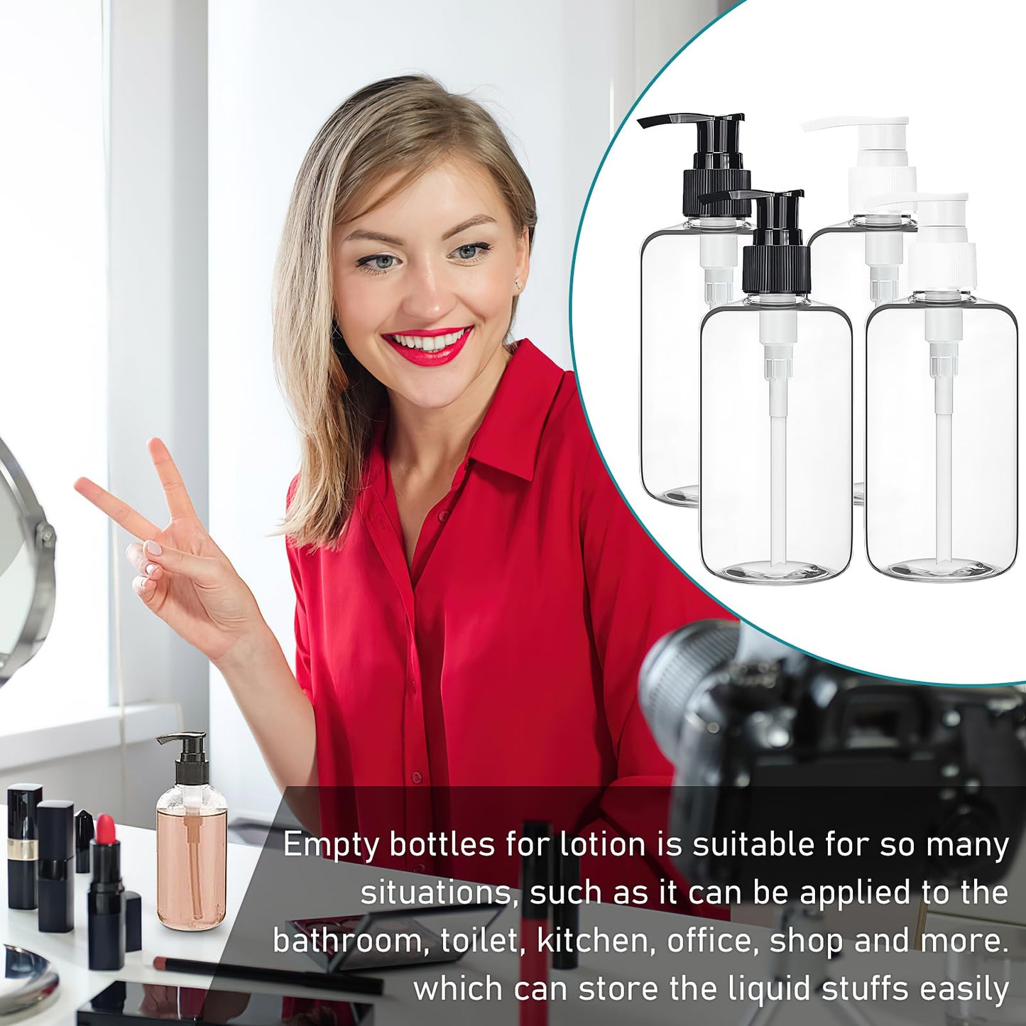 36 Pack 250 ml Clear Plastic Pump Bottles, Refillable Lotion Dispensers