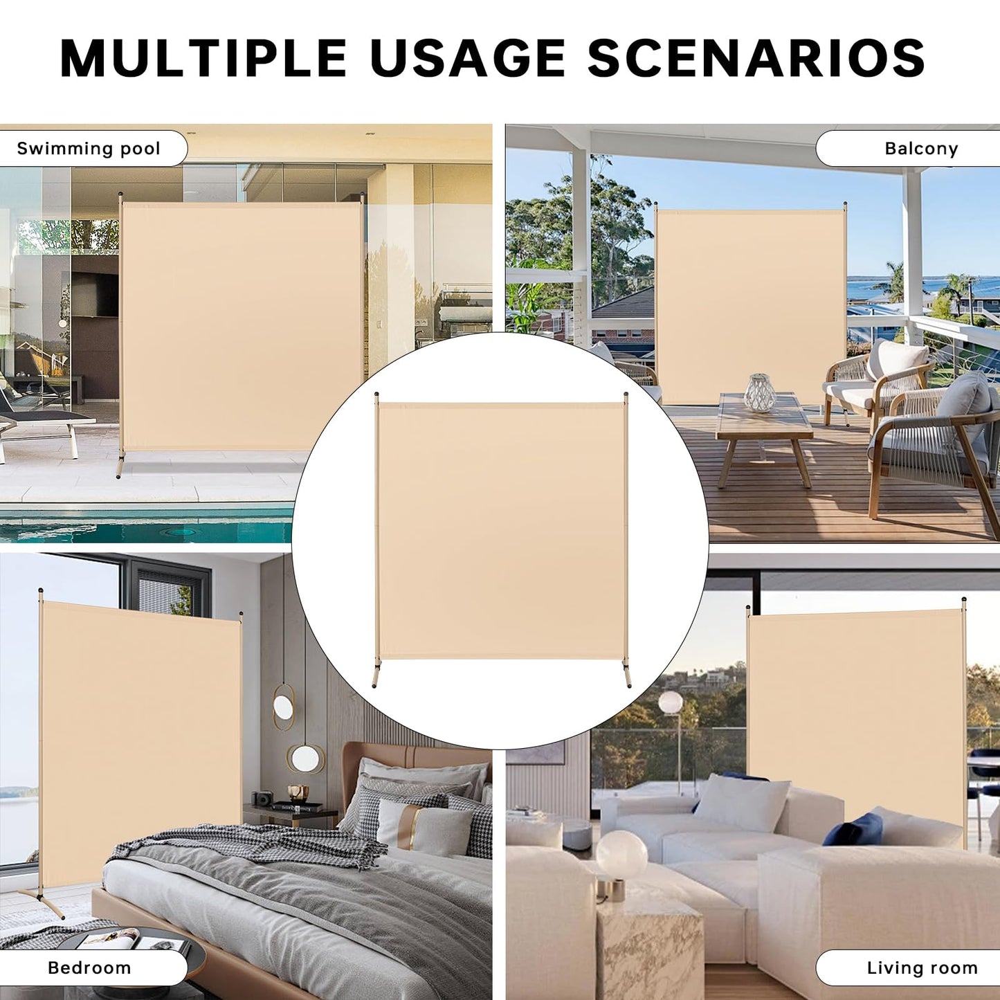 Angel Living 1 Panel Room Divider, Light Beige